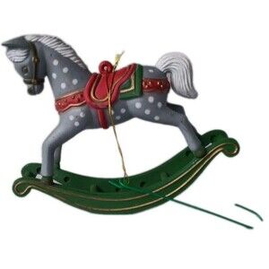 Blue w/ White Dots Rocking Horse Christmas Ornament
